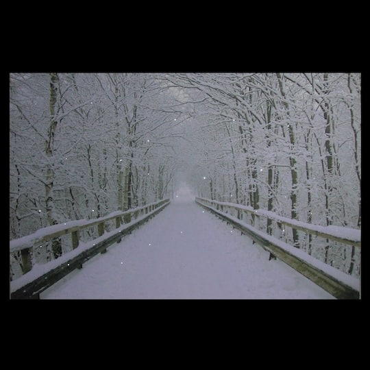Winter Wooden Bridge Fiber Optic Lighted Canvas Wall Art